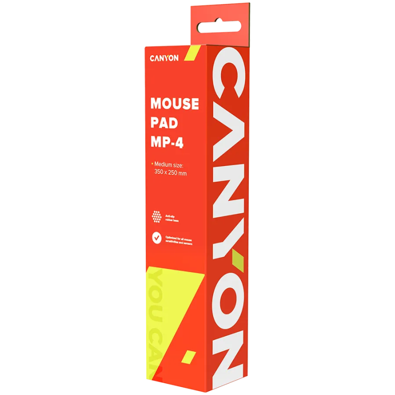 CANYON MP-4, Mouse pad,350X250X3MM,Multipandex,fully black with our logo (non gaming),blister cardboard - 1