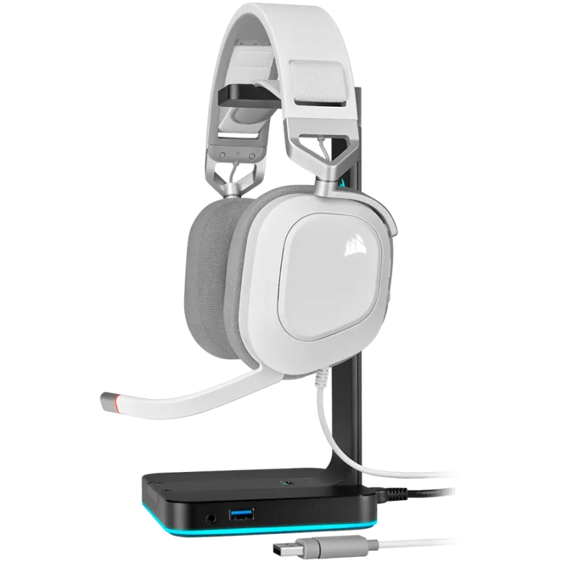 CORSAIR HS80 RGB USB Headset, White - EU - 1