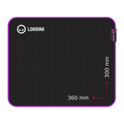 Lorgar Main 313, Gaming mouse pad, High-speed surface, Purple anti-slip rubber base, size: 360mm x 300mm x 3mm, weight 0.195kg -
