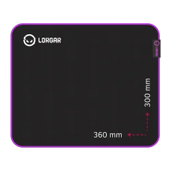 Lorgar Main 313, Gaming mouse pad, High-speed surface, Purple anti-slip rubber base, size: 360mm x 300mm x 3mm, weight 0.195kg -