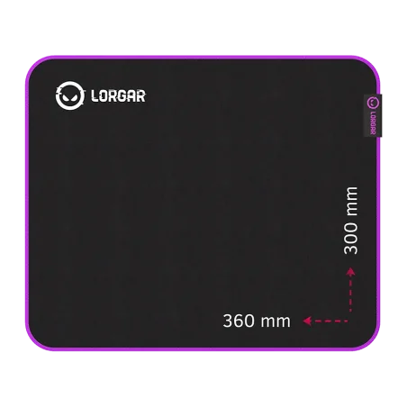Lorgar Main 313, Gaming mouse pad, High-speed surface, Purple anti-slip rubber base, size: 360mm x 300mm x 3mm, weight 0.195kg -