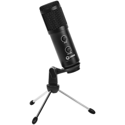 LORGAR Soner 313, Gaming Microphones, Black, USB condenser microphone with Volume Knob & Echo Kob, including 1x Microphone, 1 x 