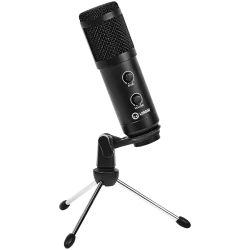 LORGAR Soner 313, Gaming Microphones, Black, USB condenser microphone with Volume Knob & Echo Kob, including 1x Microphone, 1 x 
