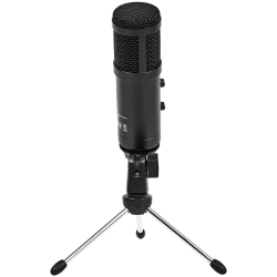 LORGAR Soner 313, Gaming Microphones, Black, USB condenser microphone with Volume Knob & Echo Kob, including 1x Microphone, 1 x 