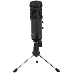 LORGAR Soner 313, Gaming Microphones, Black, USB condenser microphone with Volume Knob & Echo Kob, including 1x Microphone, 1 x 