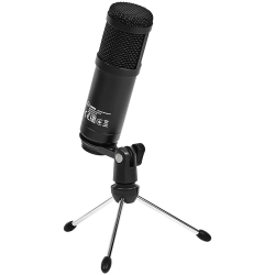 LORGAR Soner 313, Gaming Microphones, Black, USB condenser microphone with Volume Knob & Echo Kob, including 1x Microphone, 1 x 