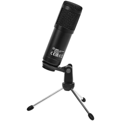 LORGAR Soner 313, Gaming Microphones, Black, USB condenser microphone with Volume Knob & Echo Kob, including 1x Microphone, 1 x 