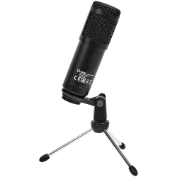 LORGAR Soner 313, Gaming Microphones, Black, USB condenser microphone with Volume Knob & Echo Kob, including 1x Microphone, 1 x 