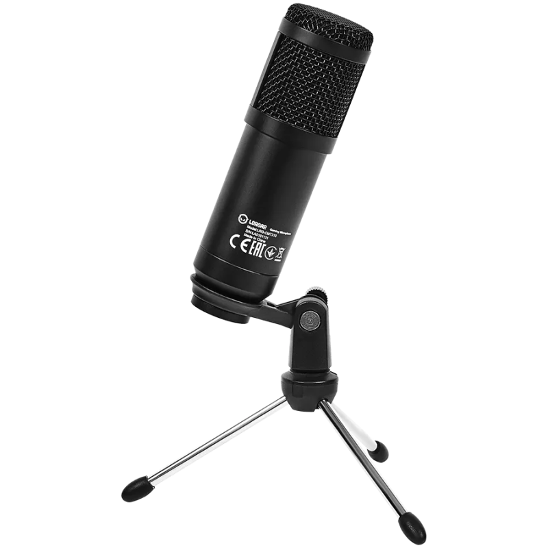 LORGAR Soner 313, Gaming Microphones, Black, USB condenser microphone with Volume Knob & Echo Kob, including 1x Microphone, 1 x 