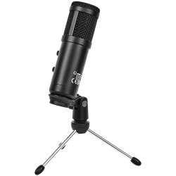 LORGAR Soner 313, Gaming Microphones, Black, USB condenser microphone with Volume Knob & Echo Kob, including 1x Microphone, 1 x 