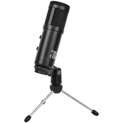 LORGAR Soner 313, Gaming Microphones, Black, USB condenser microphone with Volume Knob & Echo Kob, including 1x Microphone, 1 x 