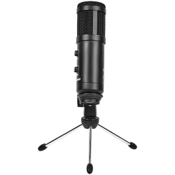 LORGAR Soner 313, Gaming Microphones, Black, USB condenser microphone with Volume Knob & Echo Kob, including 1x Microphone, 1 x 