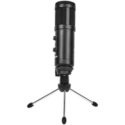 LORGAR Soner 313, Gaming Microphones, Black, USB condenser microphone with Volume Knob & Echo Kob, including 1x Microphone, 1 x 