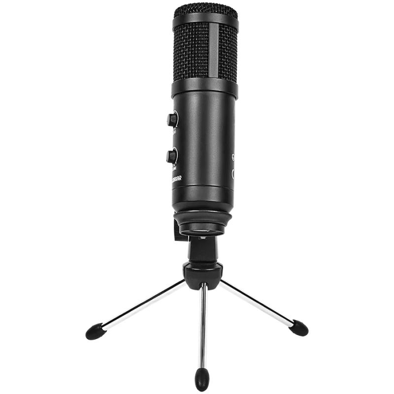 LORGAR Soner 313, Gaming Microphones, Black, USB condenser microphone with Volume Knob & Echo Kob, including 1x Microphone, 1 x 