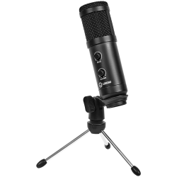 LORGAR Soner 313, Gaming Microphones, Black, USB condenser microphone with Volume Knob & Echo Kob, including 1x Microphone, 1 x 