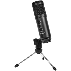LORGAR Soner 313, Gaming Microphones, Black, USB condenser microphone with Volume Knob & Echo Kob, including 1x Microphone, 1 x 