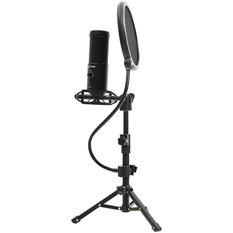 LORGAR Voicer 721, Gaming Microphone, Black, USB condenser microphone with tripod stand, pop filter, including 1 microphone, 1 H