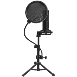 LORGAR Voicer 721, Gaming Microphone, Black, USB condenser microphone with tripod stand, pop filter, including 1 microphone, 1 H