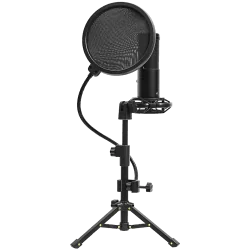 LORGAR Voicer 721, Gaming Microphone, Black, USB condenser microphone with tripod stand, pop filter, including 1 microphone, 1 H