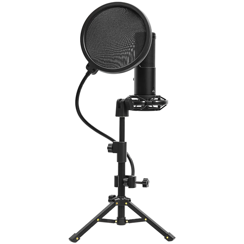 LORGAR Voicer 721, Gaming Microphone, Black, USB condenser microphone with tripod stand, pop filter, including 1 microphone, 1 H