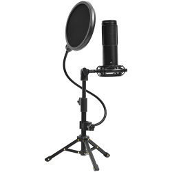LORGAR Voicer 721, Gaming Microphone, Black, USB condenser microphone with tripod stand, pop filter, including 1 microphone, 1 H