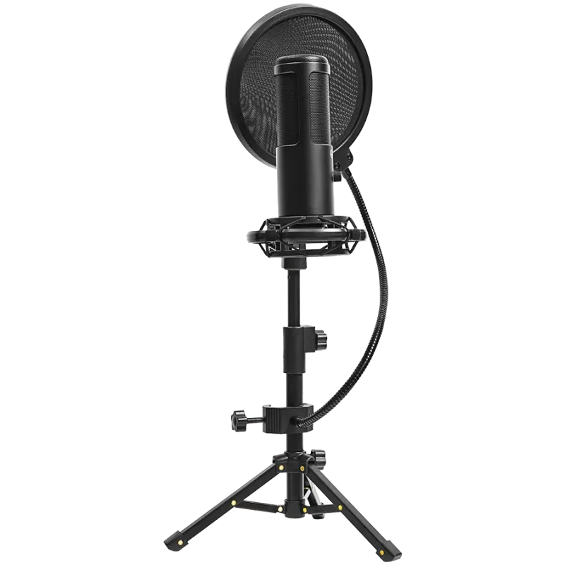 LORGAR Voicer 721, Gaming Microphone, Black, USB condenser microphone with tripod stand, pop filter, including 1 microphone, 1 H