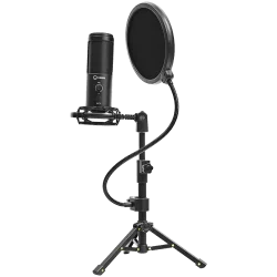 LORGAR Voicer 721, Gaming Microphone, Black, USB condenser microphone with tripod stand, pop filter, including 1 microphone, 1 H