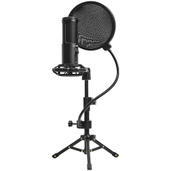 LORGAR Voicer 721, Gaming Microphone, Black, USB condenser microphone with tripod stand, pop filter, including 1 microphone, 1 H