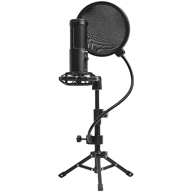 LORGAR Voicer 721, Gaming Microphone, Black, USB condenser microphone with tripod stand, pop filter, including 1 microphone, 1 H