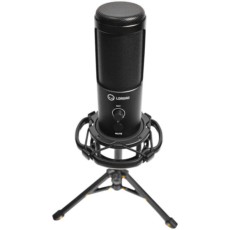 LORGAR Voicer 721, Gaming Microphone, Black, USB condenser microphone with tripod stand, pop filter, including 1 microphone, 1 H