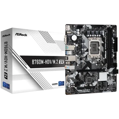 ASROCK MB Desktop B760M-HDV/M.2 D4 (S1700, 2x DDR4, 1x PCIe 4.0 x16, 2x PCIe 3.0 x1, 1x Hyper M.2 PCIe Gen4x4, 1x M.2 Ultra Gen3