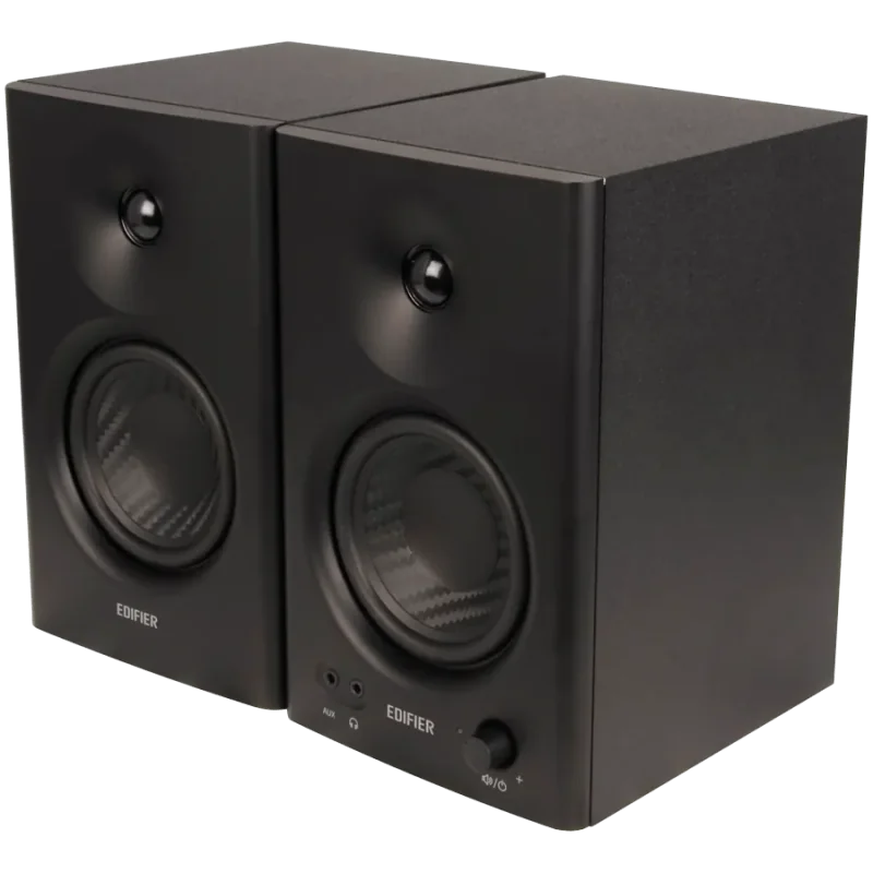 Edifier MR4 Active Studio Monitors, RCA, AUX, TRS, 1-inch Tweeters, 4-inch Woofers, 42W (RMS), Control Knob, Black - 1