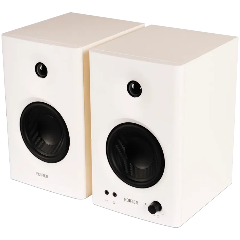 Edifier MR4 Active Studio Monitors, RCA, AUX, TRS, 1-inch Tweeters, 4-inch Woofers, 42W (RMS), Control Knob, White - 1