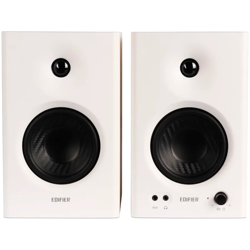 Edifier MR4 Active Studio Monitors, RCA, AUX, TRS, 1-inch Tweeters, 4-inch Woofers, 42W (RMS), Control Knob, White - 1