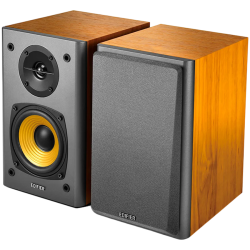 Edifier R1000T4 2.0 Bookshelf Speakers, BT V5.0, RCA, 0.5-inch Tweeters, 4-inch Drivers, 24W (RMS), Control Buttons, Brown - 1
