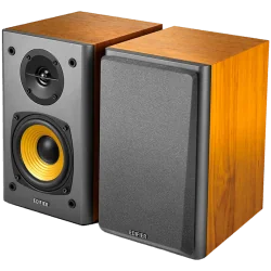Edifier R1000T4 2.0 Bookshelf Speakers, BT V5.0, RCA, 0.5-inch Tweeters, 4-inch Drivers, 24W (RMS), Control Buttons, Brown - 1