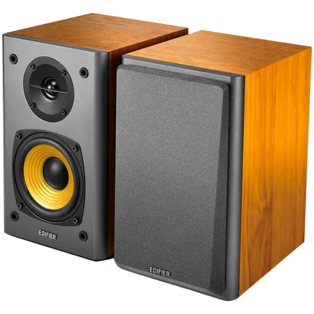 Edifier R1000T4 2.0 Bookshelf Speakers, BT V5.0, RCA, 0.5-inch Tweeters, 4-inch Drivers, 24W (RMS), Control Buttons, Brown - 1