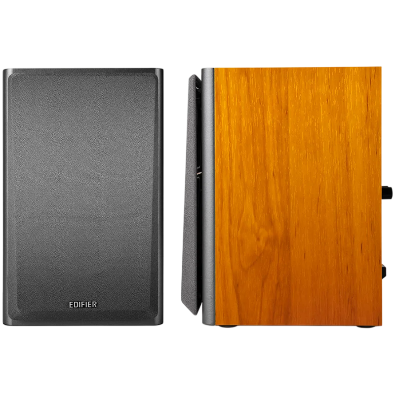 Edifier R1000T4 2.0 Bookshelf Speakers, BT V5.0, RCA, 0.5-inch Tweeters, 4-inch Drivers, 24W (RMS), Control Buttons, Brown - 1
