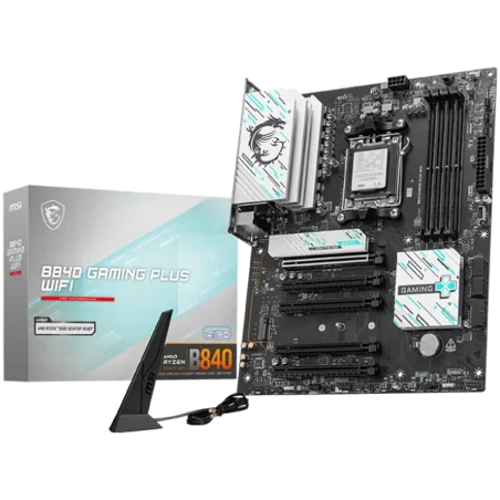 MSI B840 GAMING PLUS WIFI, ATX, Socket AM5, 4x DDR5 Dual Channel DDR5 up to 8000(OC)MHz, 5x PCIe x16 slot, 2x M.2 slot, 4x USB 2