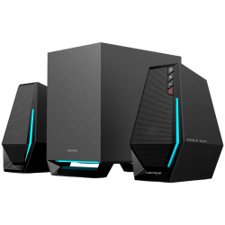 Edifier G1500 MAX 2.1 Audio System, BT V5.3, USB, AUX, 2.5-inch Drivers, 4-inch Subwoofer, RGB Lighting, 30W (RMS), Black - 1