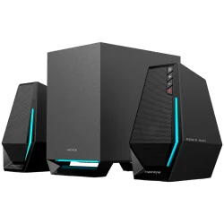 Edifier G1500 MAX 2.1 Audio System, BT V5.3, USB, AUX, 2.5-inch Drivers, 4-inch Subwoofer, RGB Lighting, 30W (RMS), Black - 1