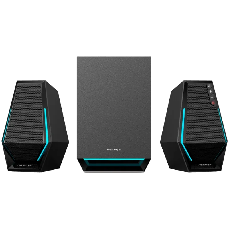 Edifier G1500 MAX 2.1 Audio System, BT V5.3, USB, AUX, 2.5-inch Drivers, 4-inch Subwoofer, RGB Lighting, 30W (RMS), Black - 1