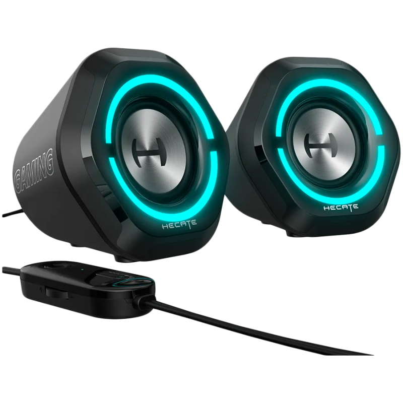 Edifier G1000 2.0 Audio System, BT V5.3, USB, AUX, 2.5-inch Drivers, RGB Lighting, 5W (RMS), Black - 1
