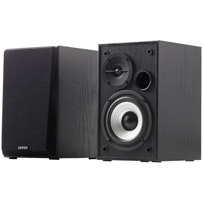 Edifier R980T 2.0 Bookshelf Speakers, Dual RCA and 3.5mm headphone output, 0.5-inch Tweeters, 4-inch Bass Drivers, 24W (RMS), Bl