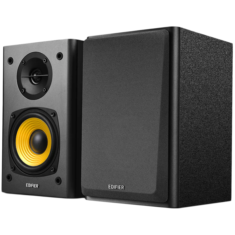 Edifier R1000T4 2.0 Bookshelf Speakers, BT V5.0, RCA, 0.5-inch Tweeters, 4-inch Drivers, 24W (RMS), Control Buttons, Black - 1