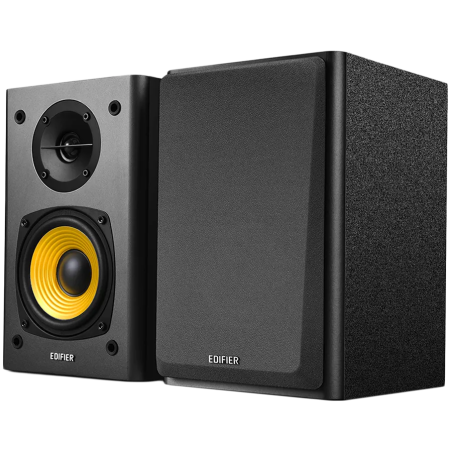 Edifier R1000T4 2.0 Bookshelf Speakers, BT V5.0, RCA, 0.5-inch Tweeters, 4-inch Drivers, 24W (RMS), Control Buttons, Black - 1