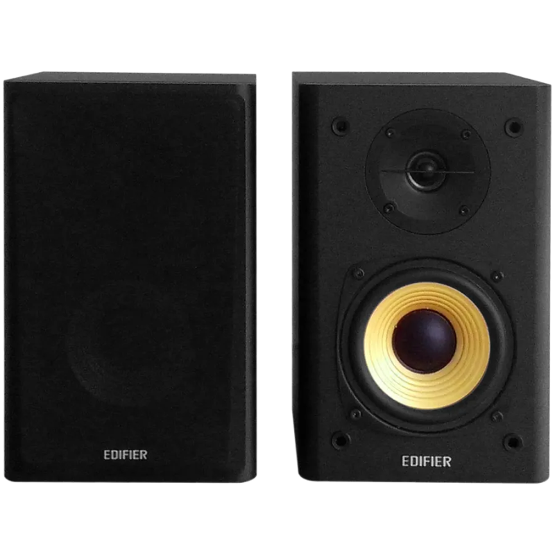 Edifier R1000T4 2.0 Bookshelf Speakers, BT V5.0, RCA, 0.5-inch Tweeters, 4-inch Drivers, 24W (RMS), Control Buttons, Black - 1