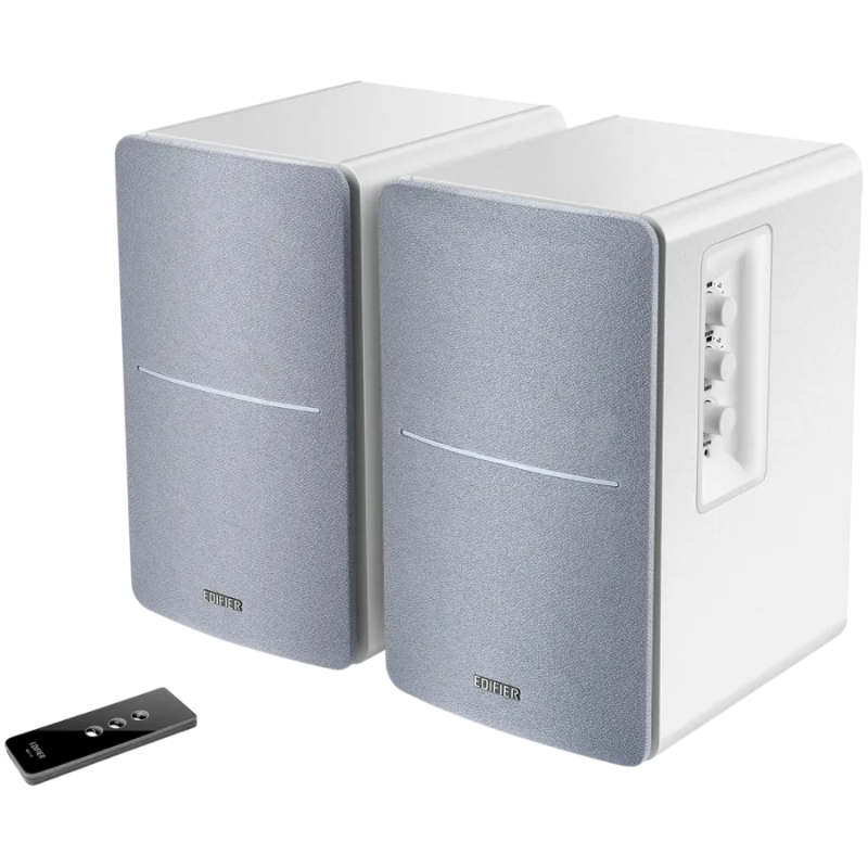 Edifier R1280T 2.0 Bookshelf Speakers, RCA, 0.5-inch Tweeters, 4-inch Drivers, 42W (RMS), Control Knobs and Remote Control, Whit