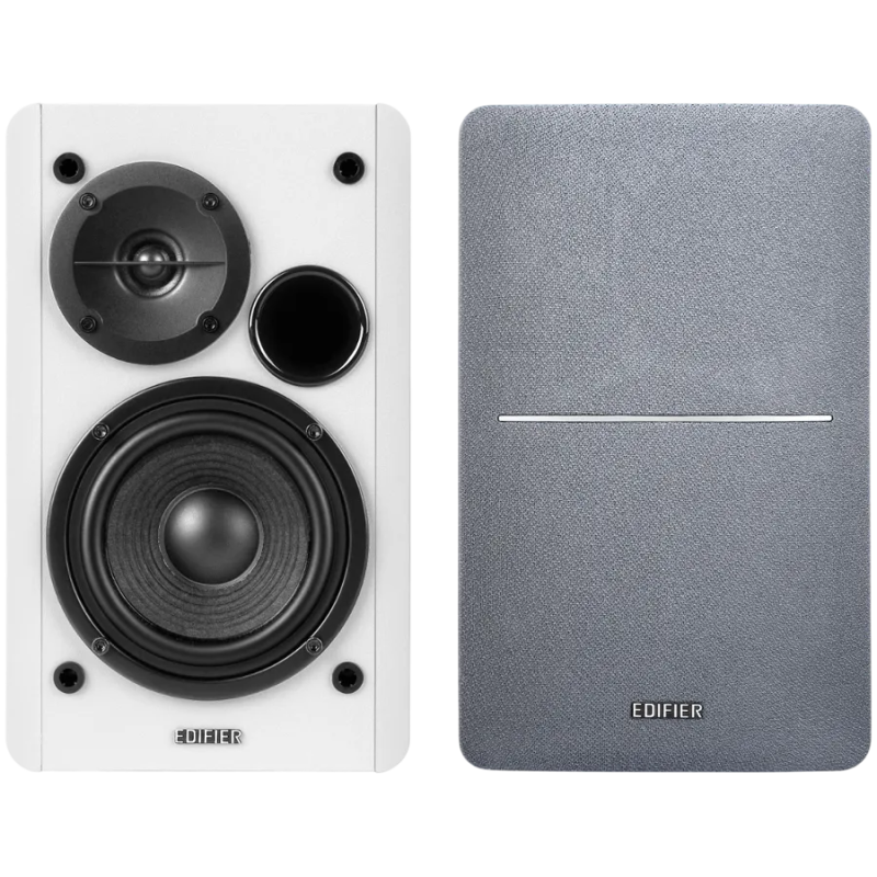 Edifier R1280T 2.0 Bookshelf Speakers, RCA, 0.5-inch Tweeters, 4-inch Drivers, 42W (RMS), Control Knobs and Remote Control, Whit