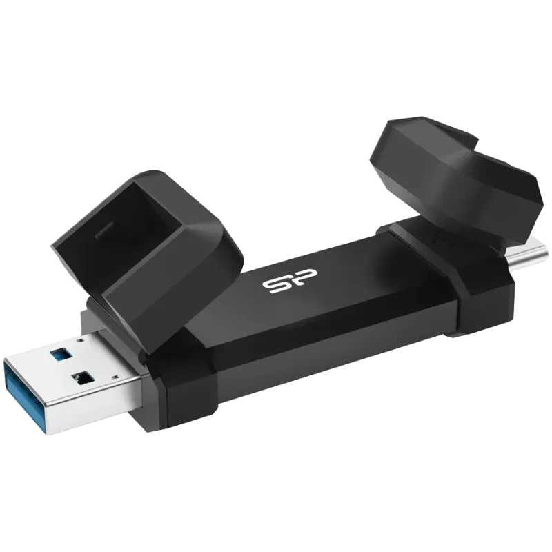 Silicon Power 1TB DS72 Dual USB-C/USB 3.2 Gen 2, Portable External SSD, Steam Deck and iPhone 15 Pro, R/W: up to 1050MB/s 850MB/